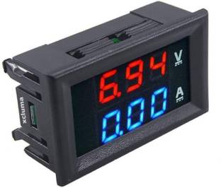 Robotbanao Digital Voltmeter Ammeter Dc 0-100V 10A Dual Led Red Blue Monitor Panel Ammeter