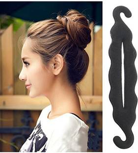 Fashion Factory Magic Topsy Tail Hair Braid Ponytail Twist Styling Maker Clip Tool Black Bun (Black) set of 1 Bun Stick