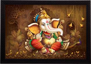 eCraftIndia Lord Ganesha Satin Matt Texture UV Art Ink 14 inch x 11 inch Painting