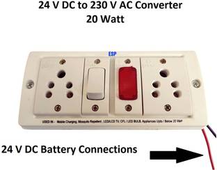 ESP 24 V DC to 230 AC Converter for Multiple Application Up To 20 Watt Load, 24 V DC to AC Cobverter 5 A Five Pin Socket