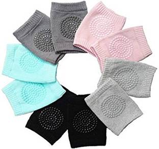 ShoppoStreet 2 Pairs Baby Knee Pads for Crawling, Anti-Slip Cotton Soft Breathable Comfortable Knee Cap Elbow Safety Protector Multicolor Baby Knee Pads