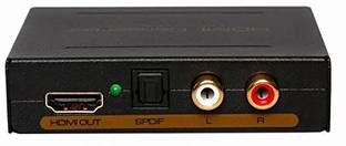microware HDMI Audio Extractor Splitter HDMI to HDMI + Optical + RCA L/R Stereo Audio Out Supports 3D, 1080P(50/60HZ) Media Streaming Device