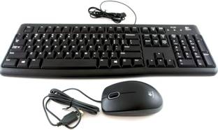 Logitech MK120 Keyboard and Mouse Combo (Black) Wired USB Standard Desktop Keyboard Compatible with Desktop, Laptop, Mac