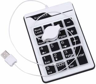 TECHGEAR USB Numeric Keypad, Portable Slim Mini Number Pad for Laptop Desktop Computer PC, Full Size 19 Key, with Retractable USB Cable Wired Number Pad