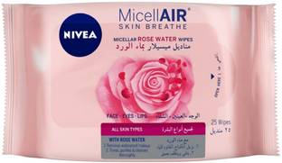 NIVEA Micellar, Skin Breathe Rose Water Face Wipes Makeup Remover