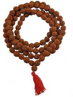 eCraftOdisha Natural enerzised 5 mukhi 12mm rudraksha mala (108+1 beads) unisex with authenticity certificate Wood Necklace