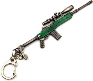 eWAVE PUBG Mini 14 Cal Real 3D Metal Body Mini 14 Cal Gun 120mm Length Green Color Locking Key Chain