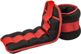 Leosportz Adjustable( 1 kg each) Ankle Weights Wrist Leg Weights (A Pair) Single Velcro Red, Black Ankle & Wrist Weight