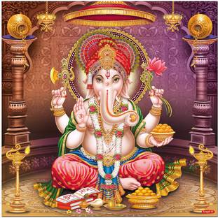 god & god's 60 cm Ganesha ji Sparkle Digital Picture Self Adhesive Sticker