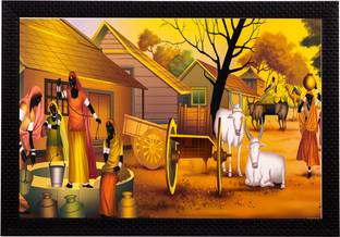 eCraftIndia Village View Satin Matt Texture UV Art Ink 14 inch x 20 inch Painting