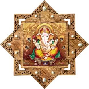 Poster N Frames Poster And Frame Lord Ganesha Poster | Best Gifting Option For Home Decor Digital Reprint 16.5 inch x 16.5 inch Painting
