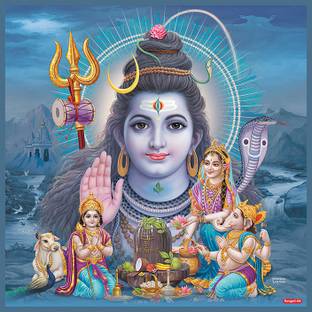 god & god's 30.48 cm Shiv Parivar Sparkle Picture Self Adhesive Sticker