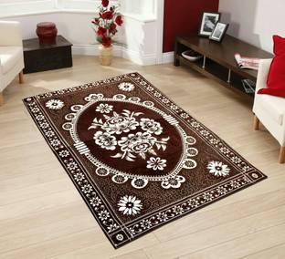 MR DHINGRA Brown Cotton Carpet