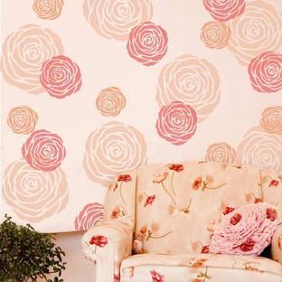 shine interiors Rose Wall Stencil Size 16*24 Inch Rose Type Stencil