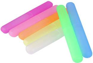 H D Enterprise 7 PCs Multi-color Toothbrush Cover Tube Tooth brush Case Lid Plastic Toothbrush Holder