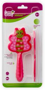 Beebaby Soft Brush and Comb Set for Newborn Babies Butterfly Shape (Pink)