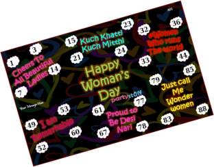 PartyStuff Women Theme Tambola Housie Tickets - Women's Day kukuba-6 (12 Cards)