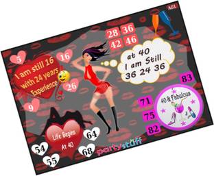 PartyStuff Naughty Theme Tambola Housie Tickets - Naughty at 40 kukuba 1 (24 Cards) Strategy & War Board Game
