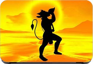 Flipkart SmartBuy hanuman sillhoute in yellow background 3m or avery imported vinyl woith lamination Laptop Decal 15.6