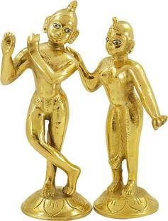 krishnagallery1 Radha Krishan Jugal Jodi Originasl Brass Pital Statue Original quality Heavy BRASS ASTADHATU Decorative Showpiece  -  12 cm