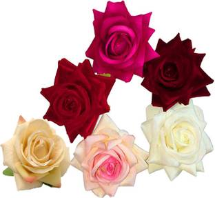 shivnath enterprises hair different color artificial velvet rose flower hair clips[6pcs] Braid Extension
