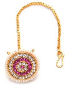 mohit jewellers Traditional zircon cz pearl borla Hair Chain