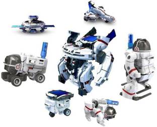 VEZOL 7 In 1 Eco Science Educational Space Fleet Solar Demonstration Kit DIY Set Toy, 7 Models (Blue)
