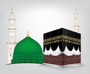 masjid tomb and kaaba Islamic Poster|Motivational Poster|Inspirational Poster|Country Love|Religious|Poster About Life|Home DecorPoster|Poster for Every Room,Office, Gym|300 GSm_12x18 Inch| Paper Print