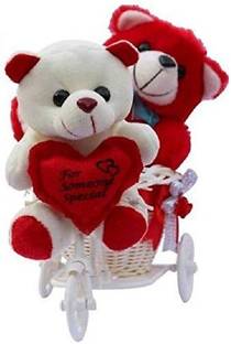 kashish trading company Valentine White Couple with Cyule - 30 cm (White, Red)  - 12 inch
