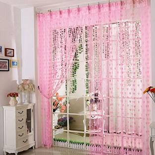 New panipat textile zone 183 cm (6 ft) Window Tissue Semi Transparent Curtain (Pack Of 2)
