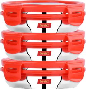 Sumeet Airtight & Leak Proof Steelexo Stainless Steel Containers with Lid - Set of 3Pcs 3 Containers Lunch Box