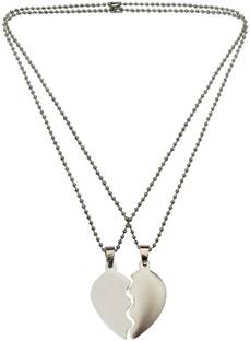 Menjewell Stylish Broken Heart Pendant For Him & Her Alloy Pendant