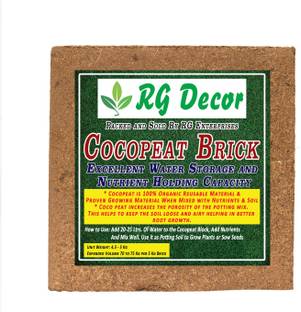 RGDECOR Coco Peat Block (4.5 to 5 kg block Approx.) - Expands upto 70 to 75 litres of Cocopeat Soil Manure Manure