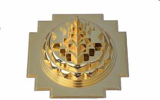 RUDRA DIVINE Gold Plated Maha Meru Shree Yantra | Made With Sudh Ashtdhatu 8x8 inch Brass Yantra