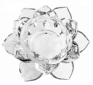 Breewell Crystal Glass Lotus Candle Holders Glass Candle Holder Set