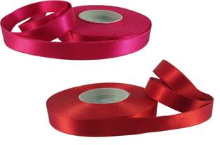 Utkarsh Set Of Red And Pink Roll Red, Pink Satin Ribbon