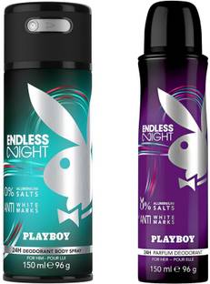 PLAYBOY Endless Night Man + Endless Night Woman Deodorant Spray  -  For Men & Women