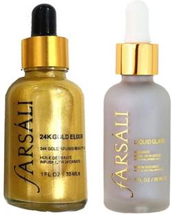 Farsali 24K Gold Elixir & Liquid Glass Serum (Pack of 2, 30ml Each)