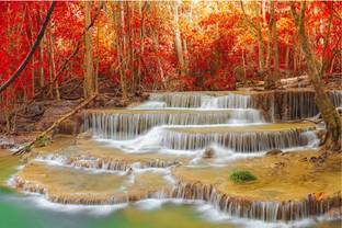 मस्तोने Natural Waterfall Sparkle Coated Self Adhesive Wallpaper Without Frame डिजिटल रीप्रिंट 24 inch x 36 inch पेंटिंग