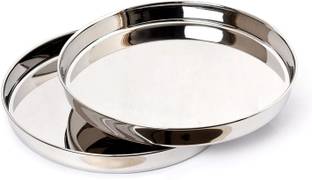 KM Dinner Plate, Size 12, 31.5 cms (Pack of 2, Stainless Steel) Dinner Plate