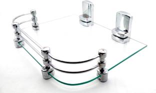Sparkraze High Quality Heavy Brackets 9 By 12 inch Multipurpose Speaker/ Set Top Box Glass Wall Shelf