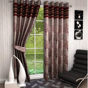 PARADISE HOME DECOR 152.3 cm (5 ft) Jacquard Semi Transparent Window Curtain (Pack Of 2)