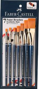 FABER-CASTELL ARTIST FLAT SYNTHETIC HAIR BRUSH SET -PACK OF 7 (DARK BLUE)