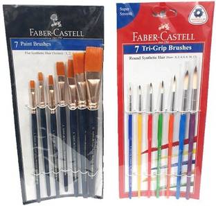 FABER-CASTELL FLAT +ROUND BRUSH SET PACK OF 2 (MULTICOLOR)