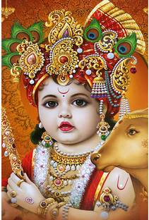 Poster N frame bal roop Kishan ji (baby) UV Textured Decorative Art Print Premium Quality Wall Poster un framed (Rolled) Paper Print
