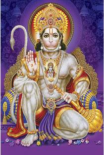 Poster N frame Hanuman UV Textured Decorative Art Print Premium Quality Wall Poster un framed (12 inch X 18 inch, Rolled) Paper Print