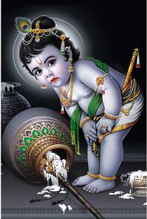 Poster N frame bal roop Kishan ji (baby) UV Textured Decorative Art Print Premium Quality Wall Poster un framed (Rolled) Paper Print