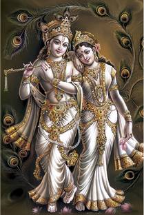 Poster N frame Radha Kishan ji UV Textured Decorative Art Print Premium Quality Wall Poster un framed (Rolled) Paper Print