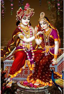 Poster N frame Radha Kishan ji UV Textured Decorative Art Print Premium Quality Wall Poster un framed (Rolled) Paper Print