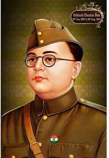 Subhash Chandra Bose UV Textured water proof Decorative Art Print of Indian Freedom Fighter Premium Quality Wall Poster (12 inch X 18 inch, Rolled) Paper Print